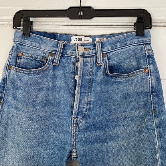 Redone Originals High Rise Ankle Crop Jeans in Comfort Stretch Denim - Picture 4 of 7